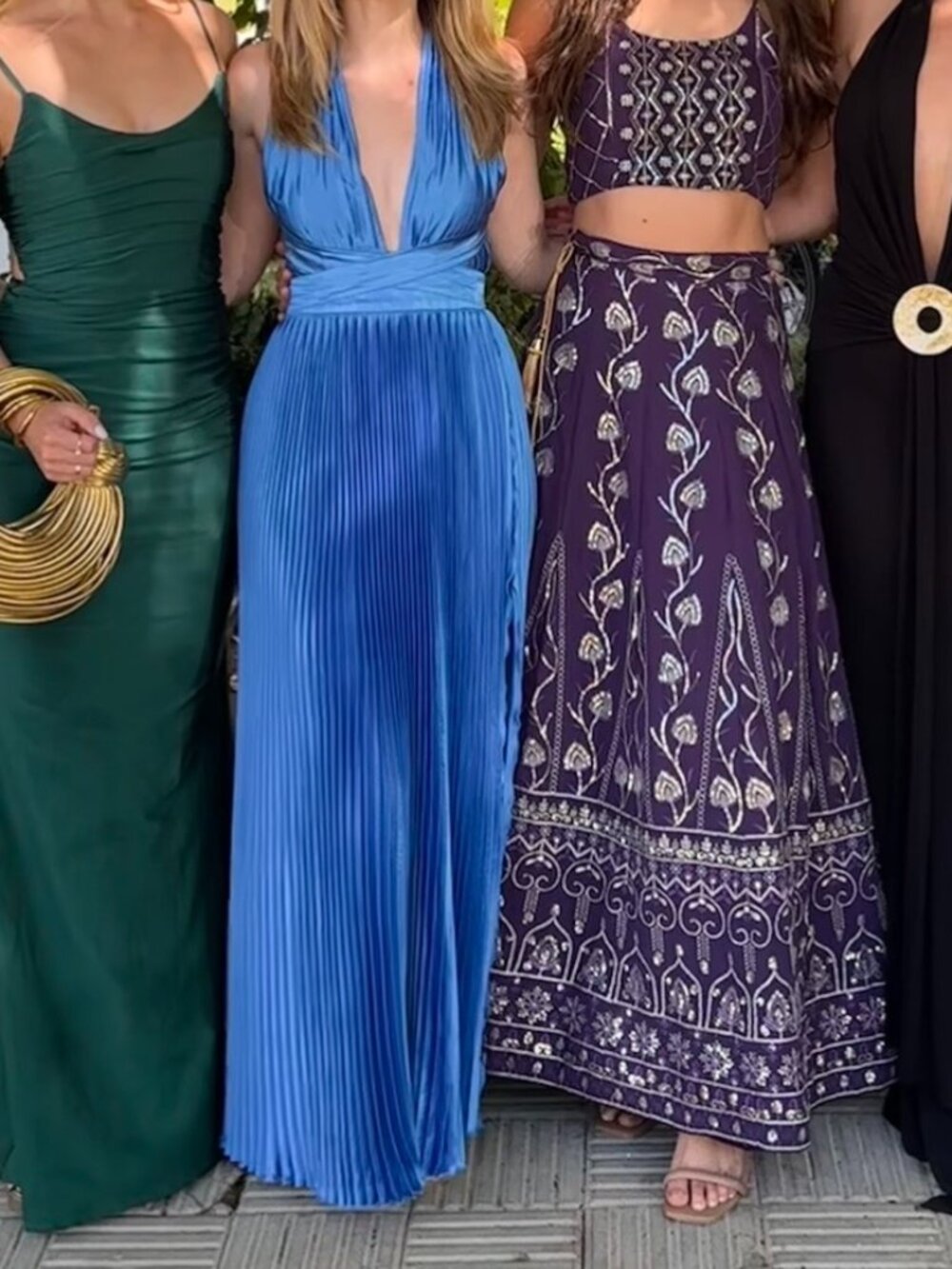 LIDÉE Blue Pleated Halter Maxi Dress
